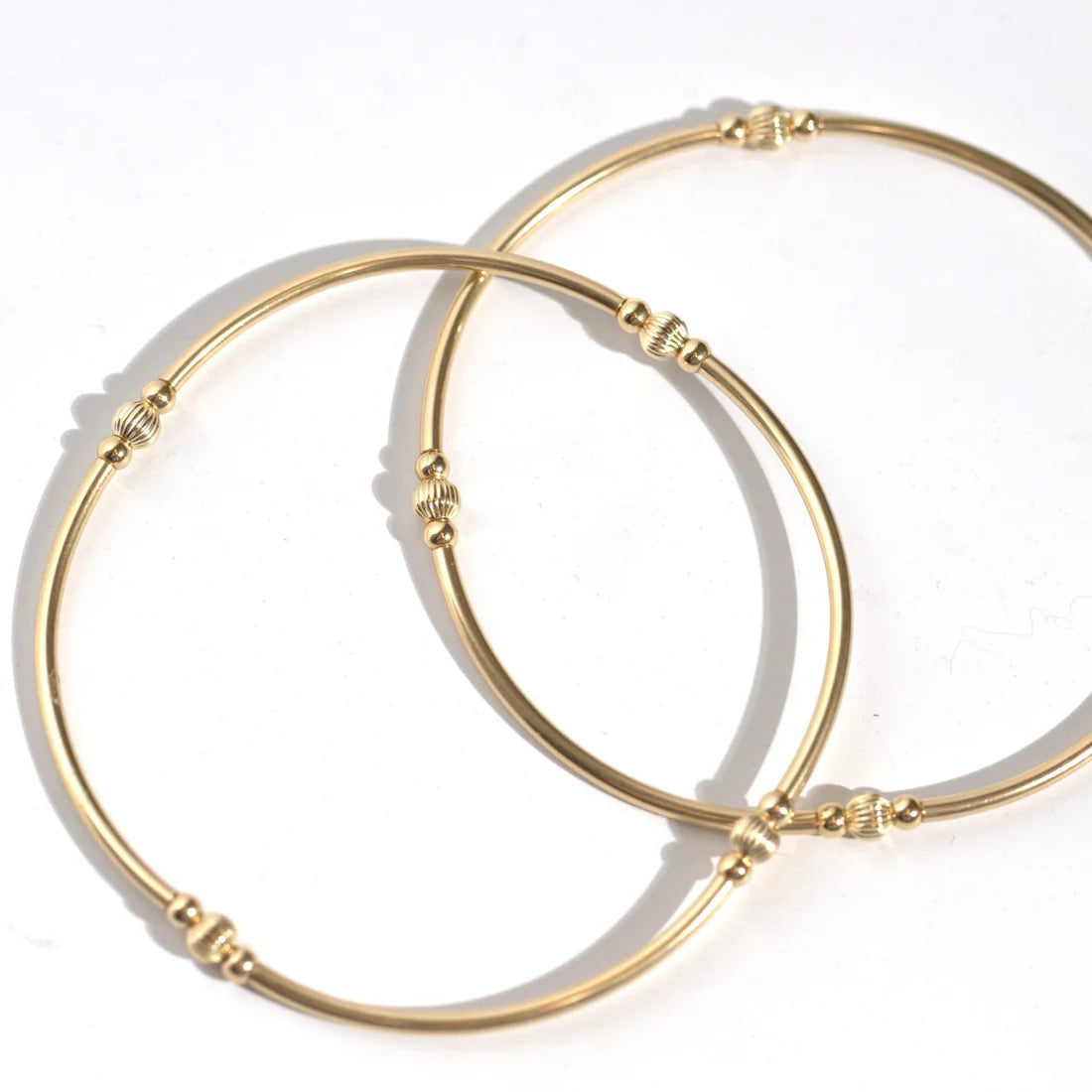 Textured Beaded Bangle Bracelet - Gold