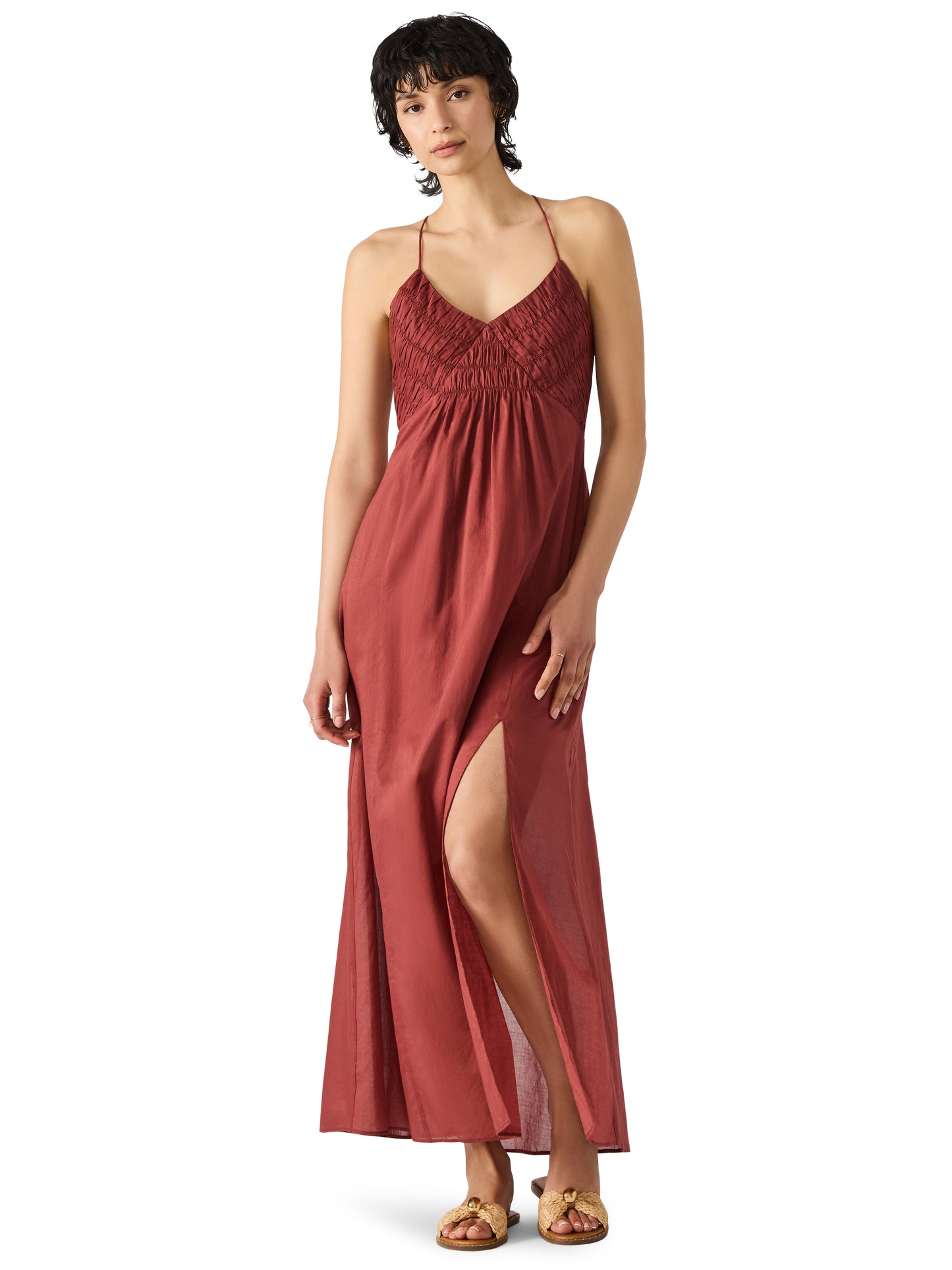 Brianna Dress - Dusty Brick Red