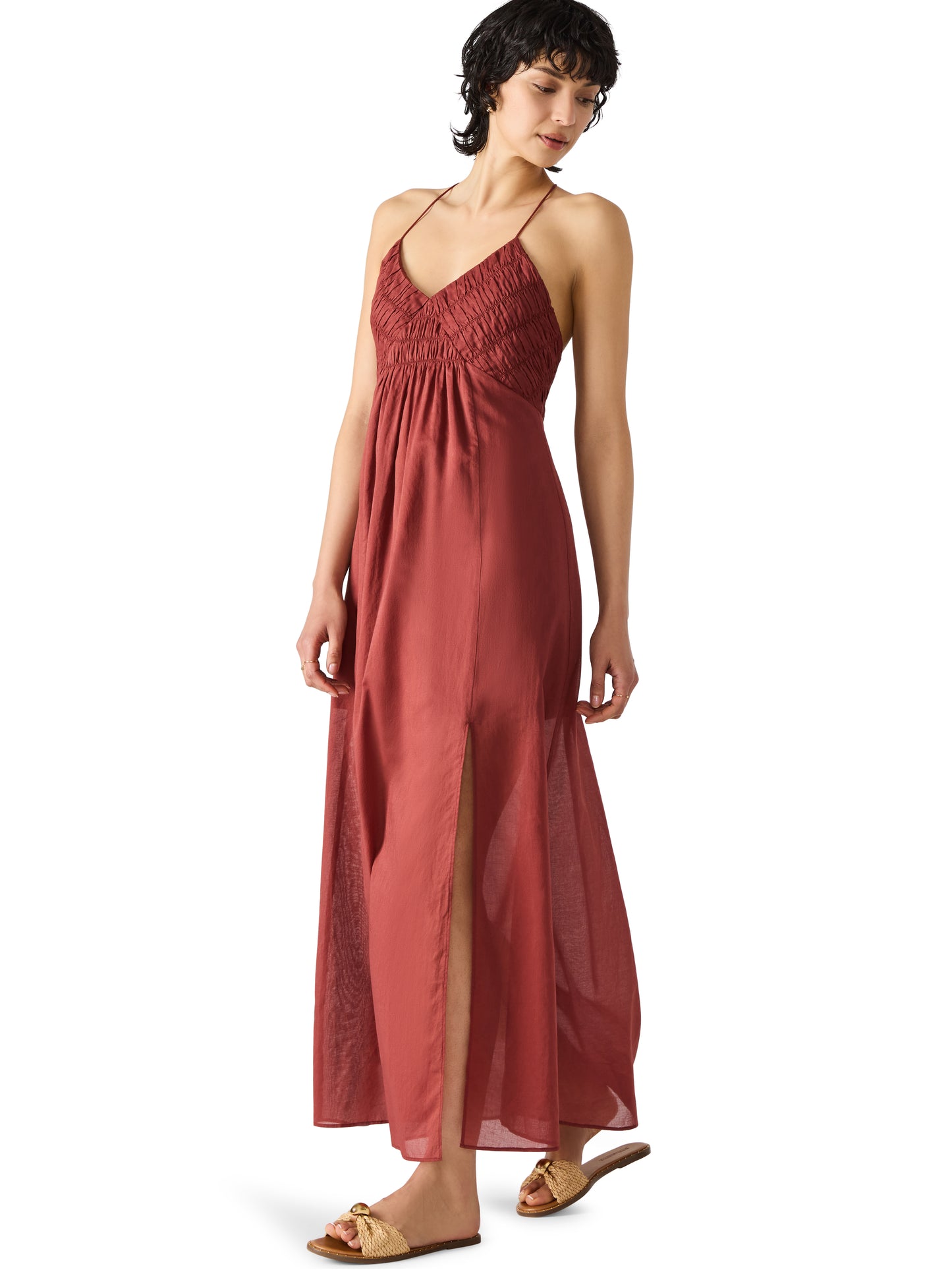 Brianna Dress - Dusty Brick Red