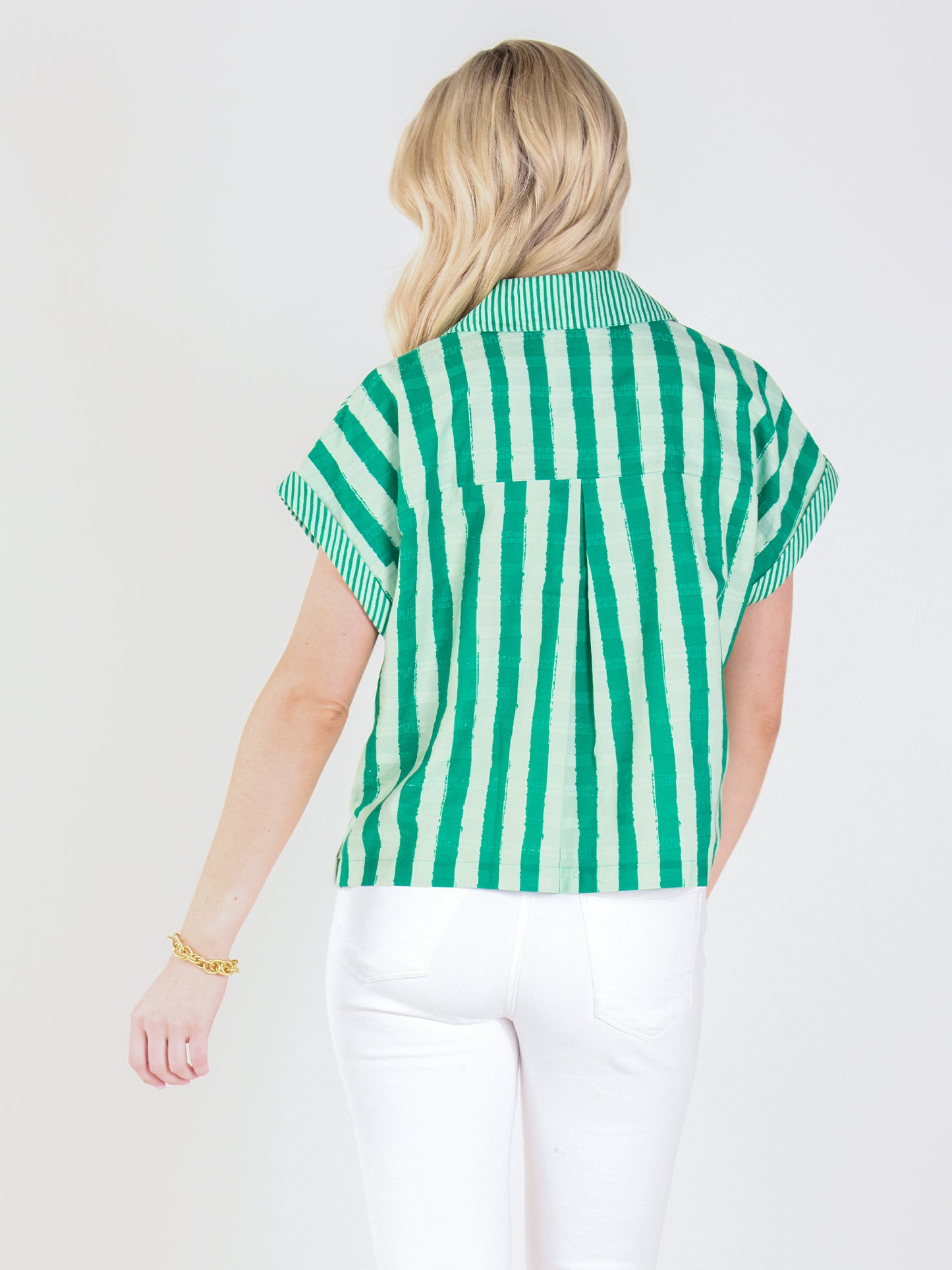 Luna Top - Mist Green Stripe
