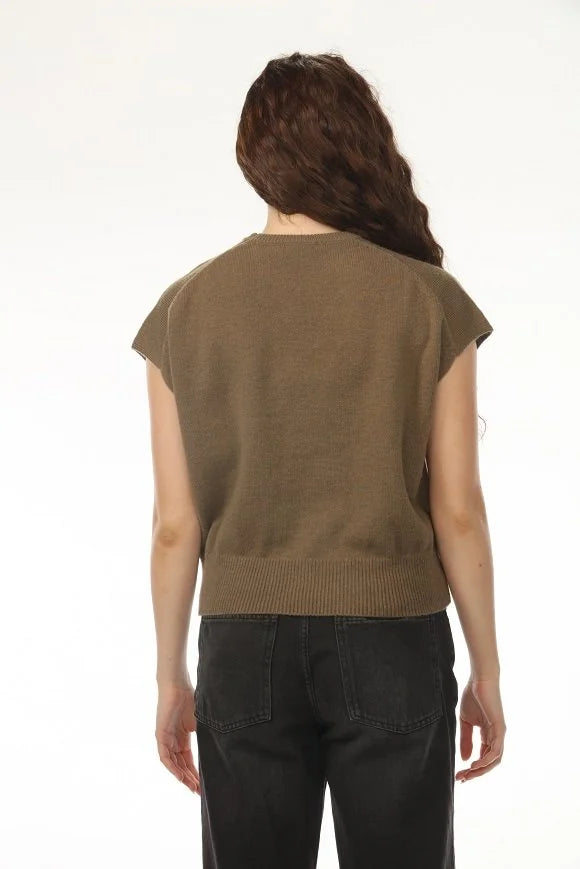 Avery Cap Sleeve Knit Sweater - Olive