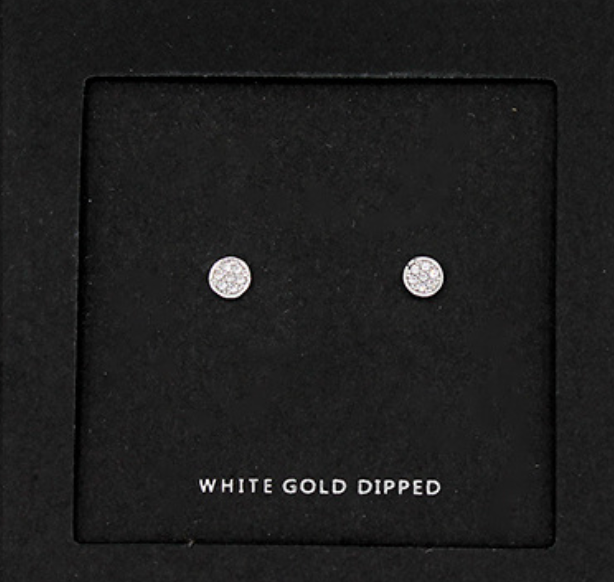 Paved CZ Round Earrings