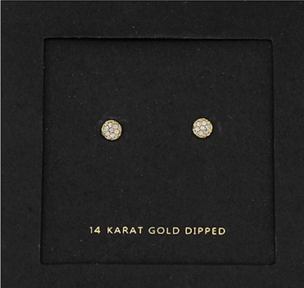 Paved CZ Round Earrings