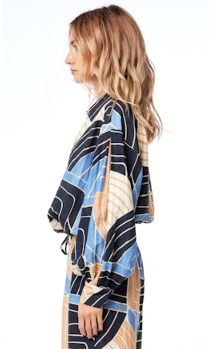 Emarae Split Print Top - Green