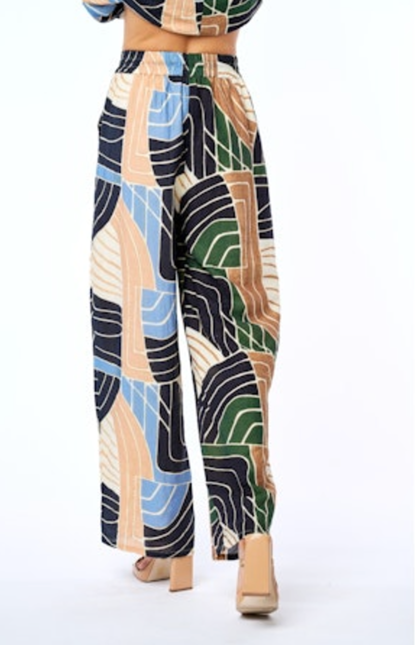 Gina Printed Drawstring Pant - Green