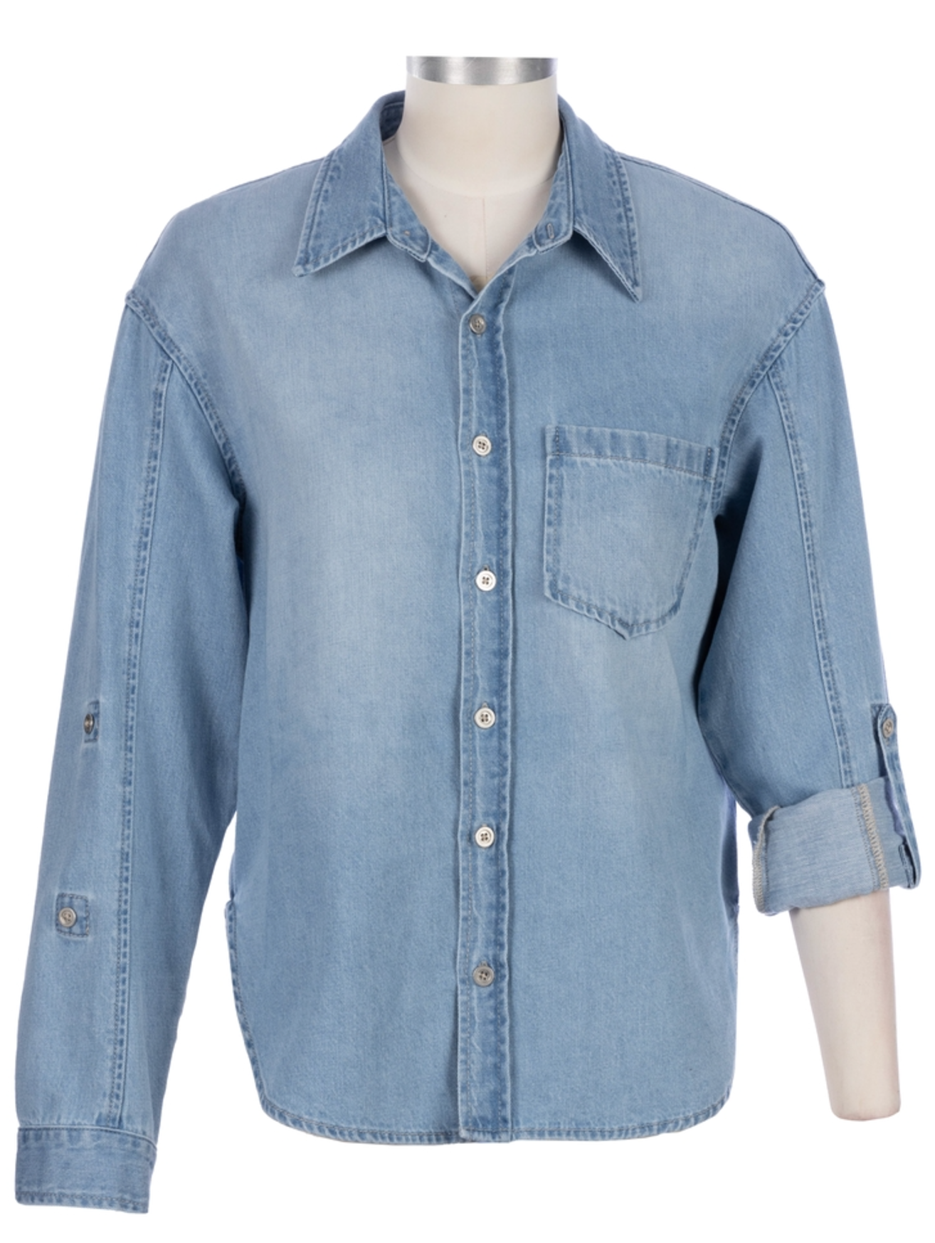 Leighton Long Sleeve Button Down - Light Wash