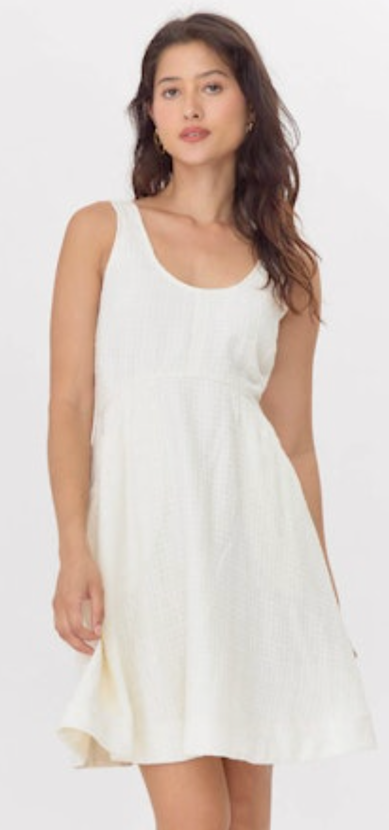 Diana Textured Trapeze Mini Dress - White
