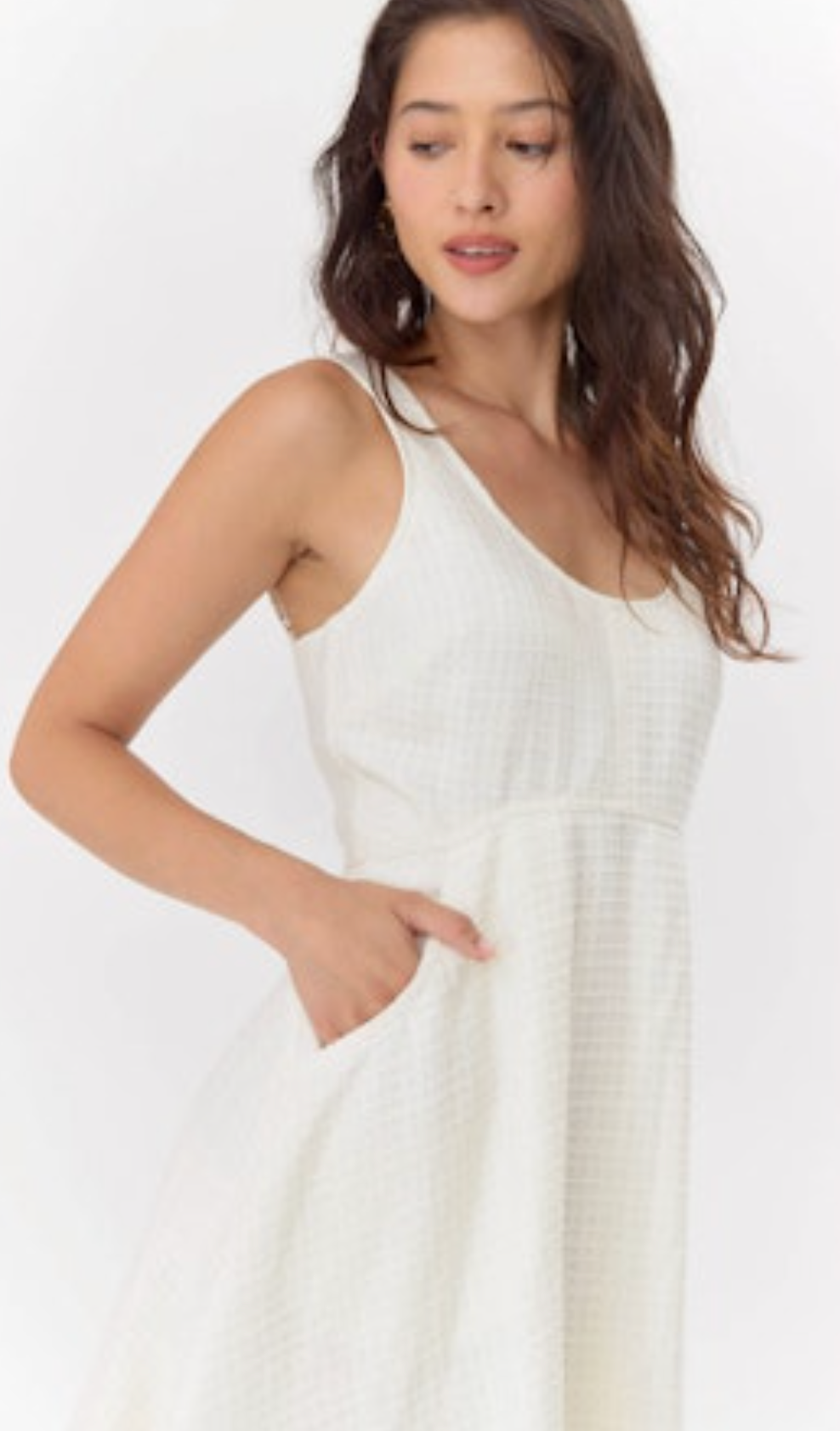 Diana Textured Trapeze Mini Dress - White