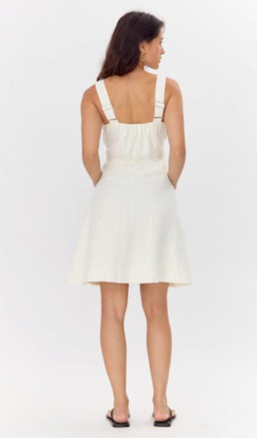 Diana Textured Trapeze Mini Dress - White