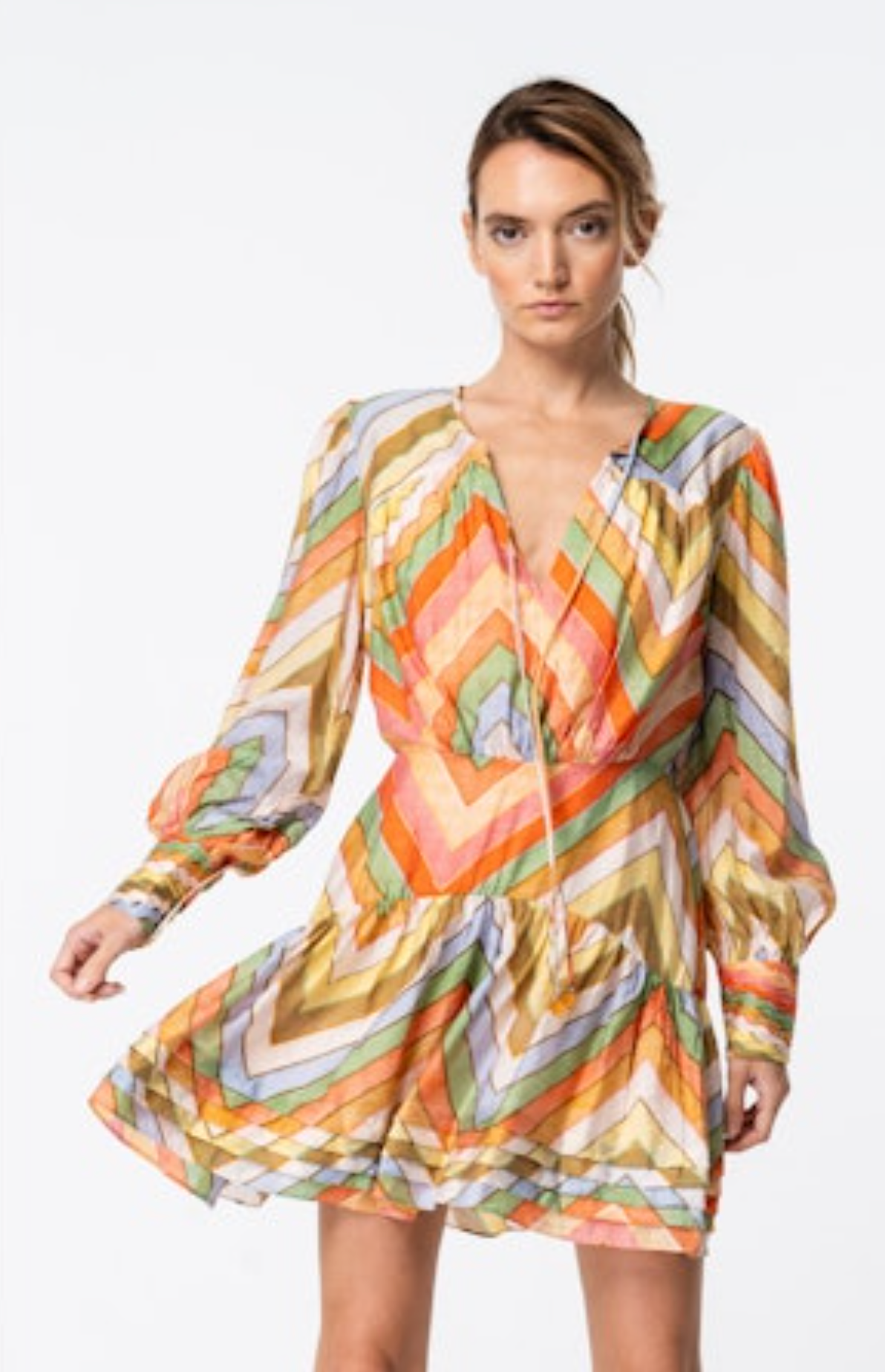 Emerie Striped Mini Dress - Tangerine Multi