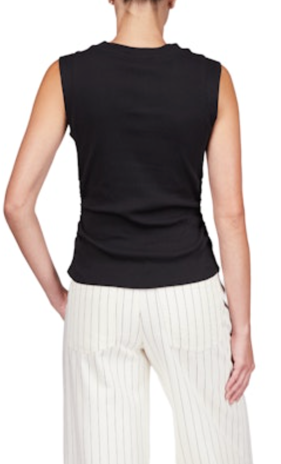 Ribbed Ruched Tank - Black