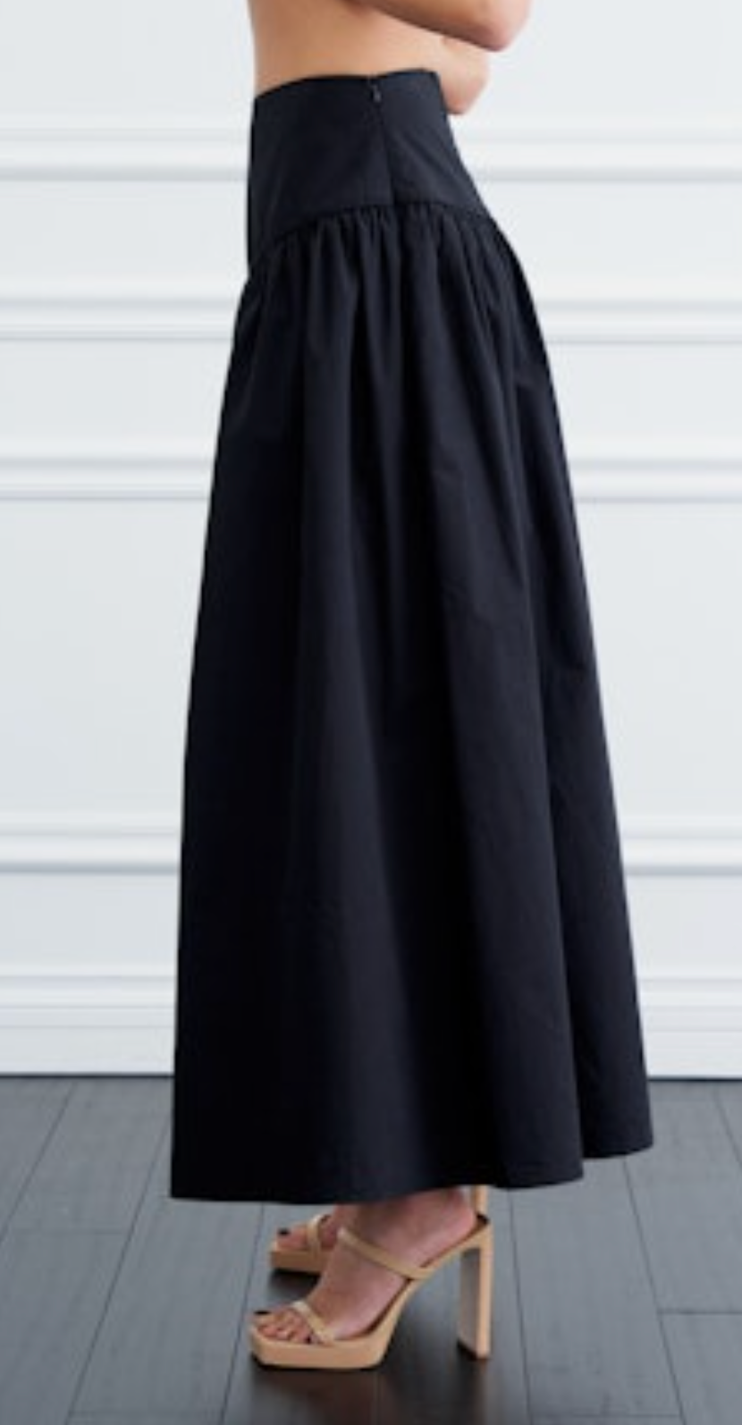 Emmeline Maxi Skirt with Piping Details - Black