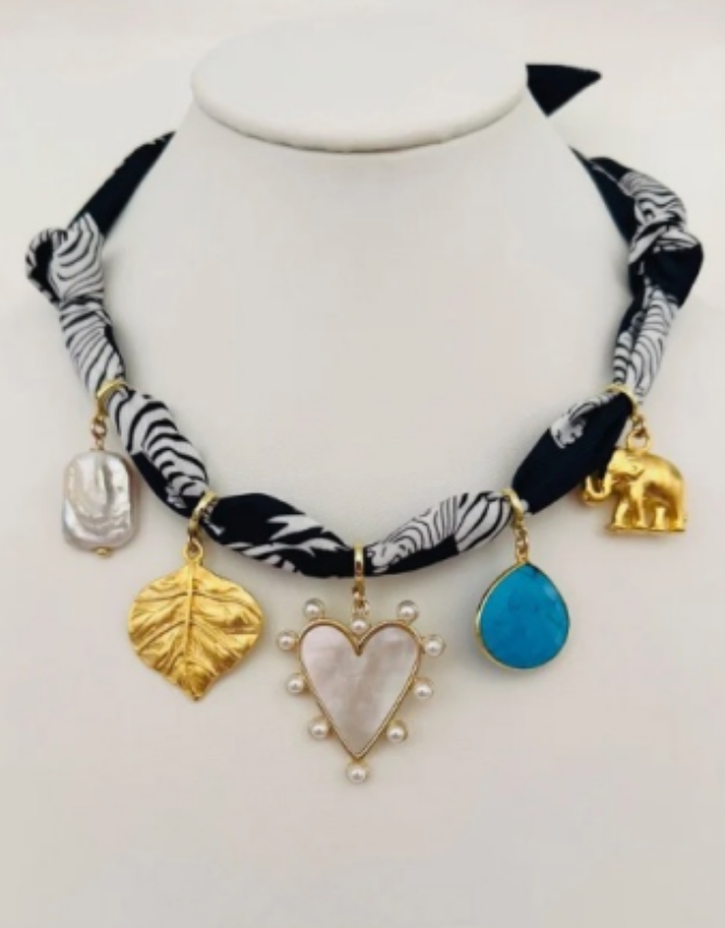 Black Zebra Safari Twilly Charm Necklace