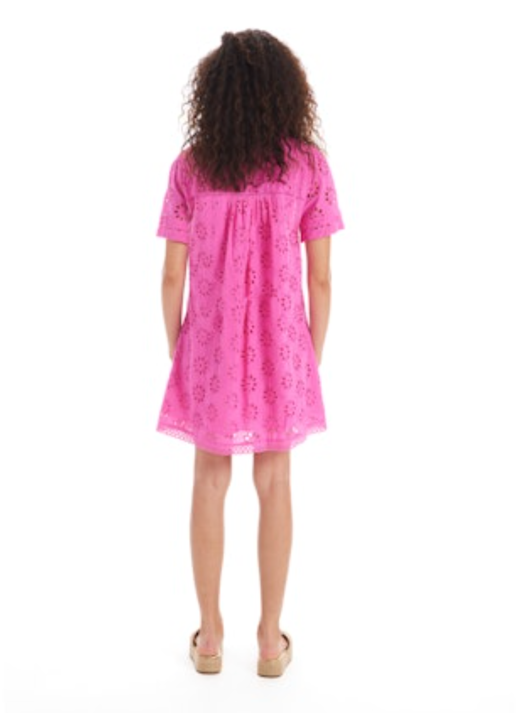 Eliana Eyelet Dress - Hot Pink