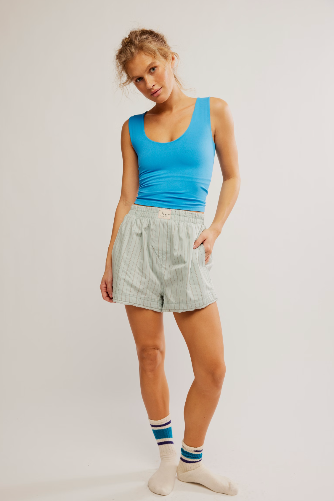 Free People Clean Lines Muscle Cami Top - Baywatch Blue