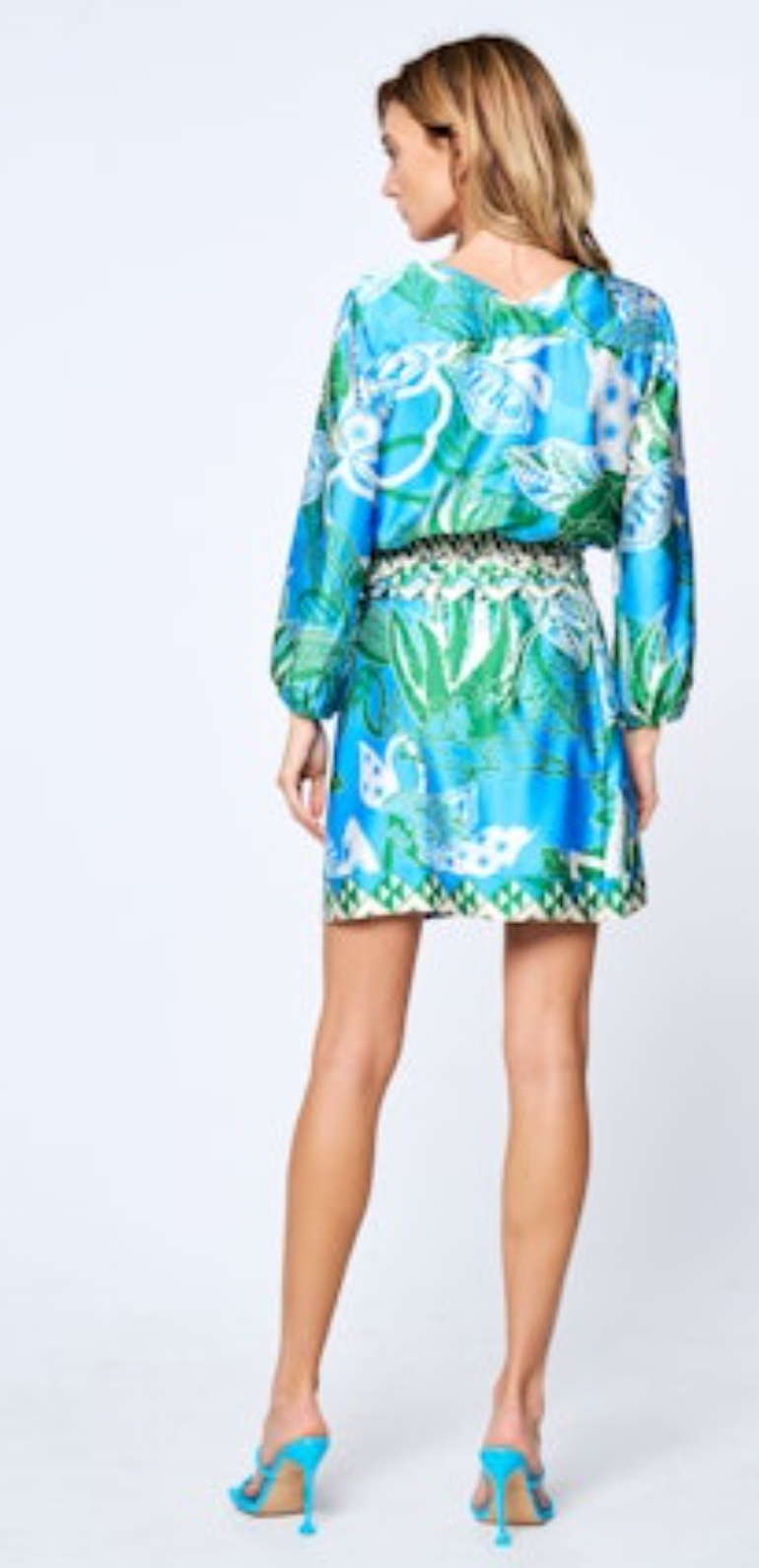 Jenisha Turtle Printed Wrap Mini Skirt - Blue