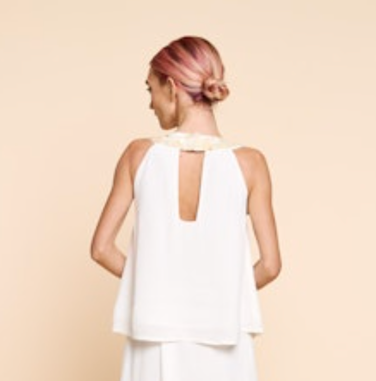 Rube Seashell Beading Tank Top - Cream