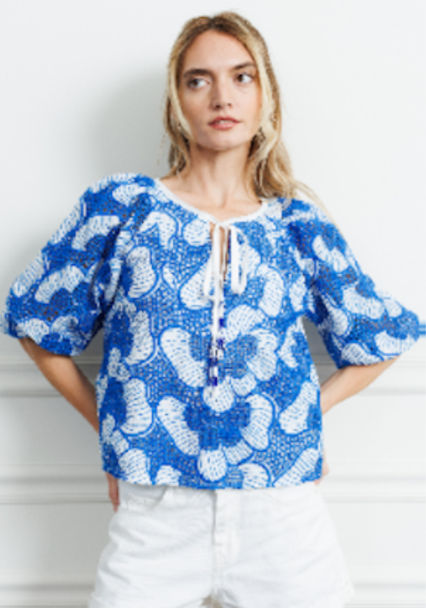 Gianna Half Sleeve Top - Blue