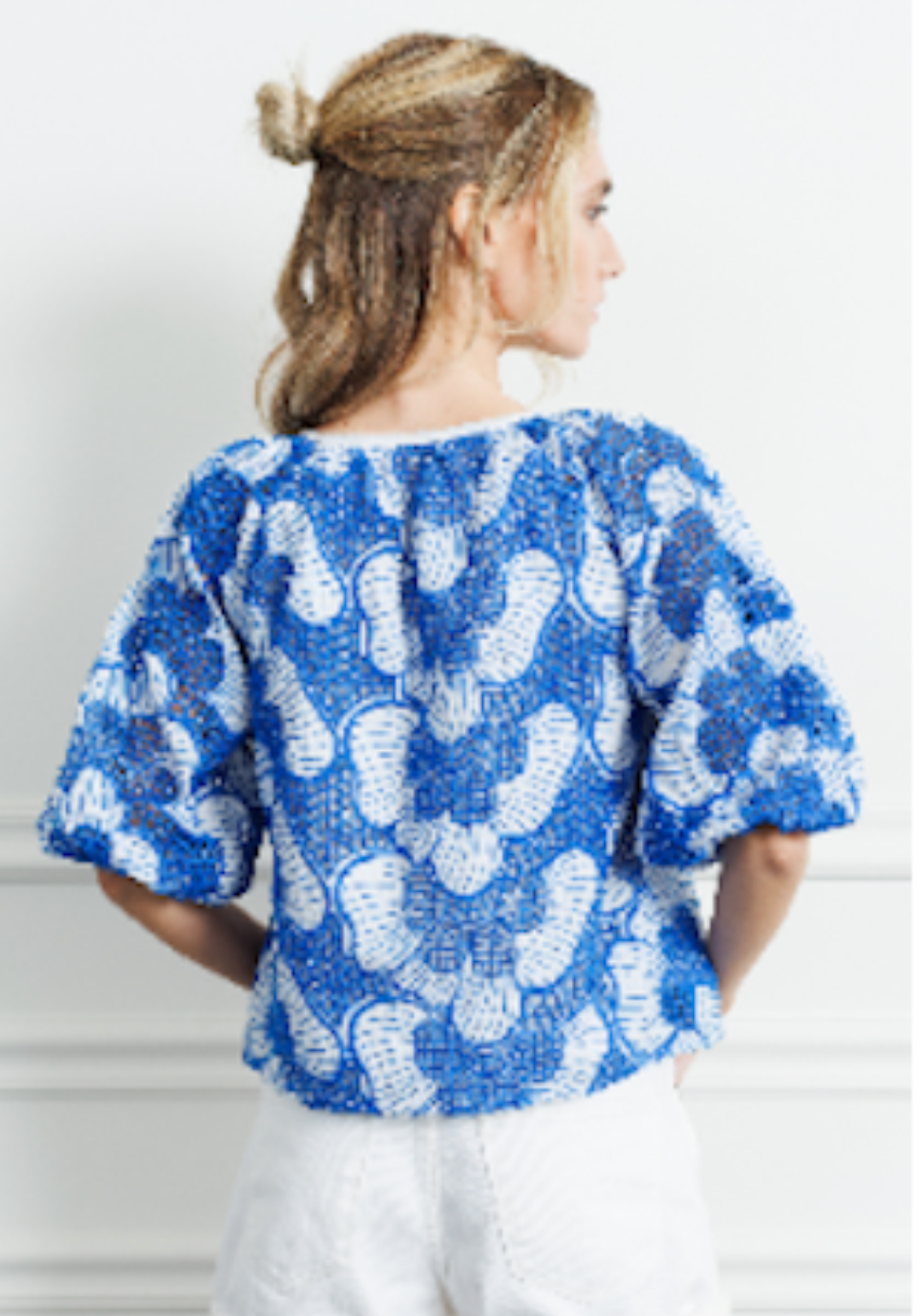 Gianna Half Sleeve Top - Blue