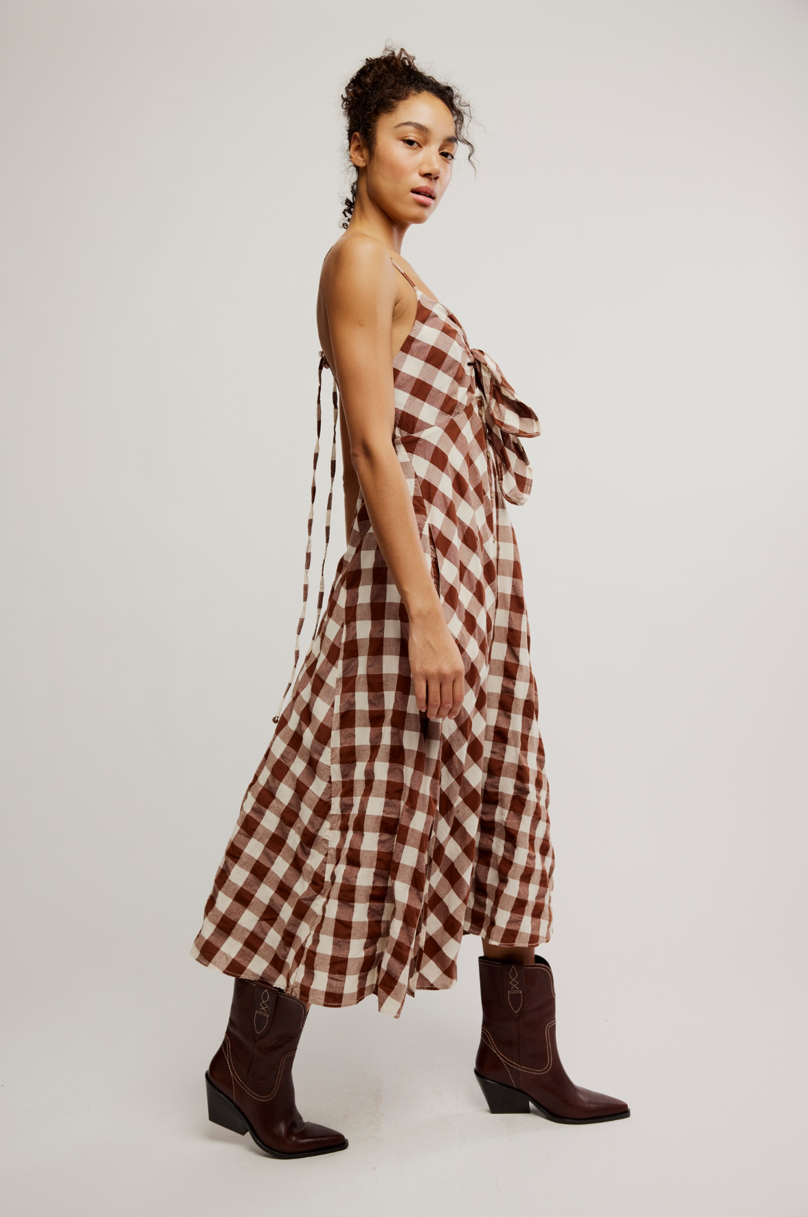 Free People Via Midi Dress - Brown Combo Everly