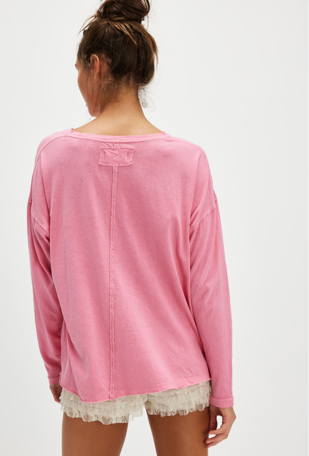 Free People Nina Long-Sleeve Tee Shirt - Rose Sienna