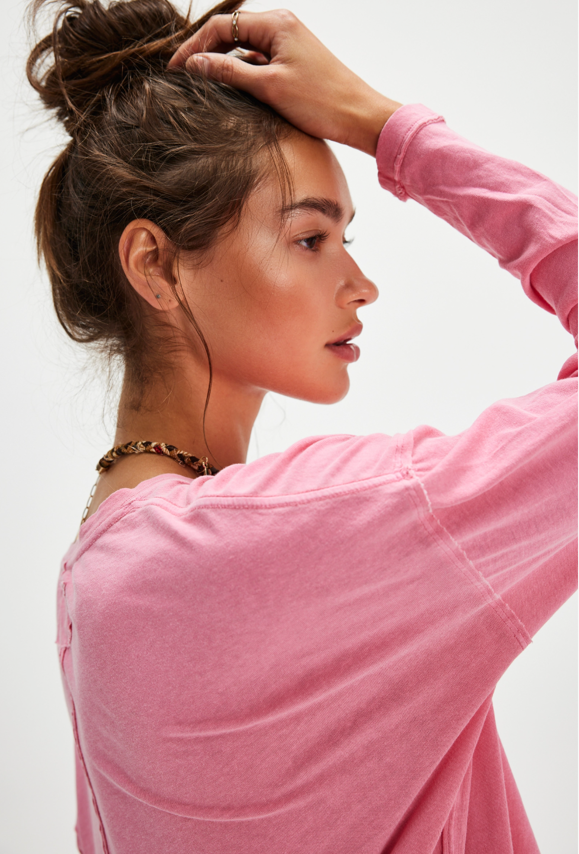 Free People Nina Long-Sleeve Tee Shirt - Rose Sienna