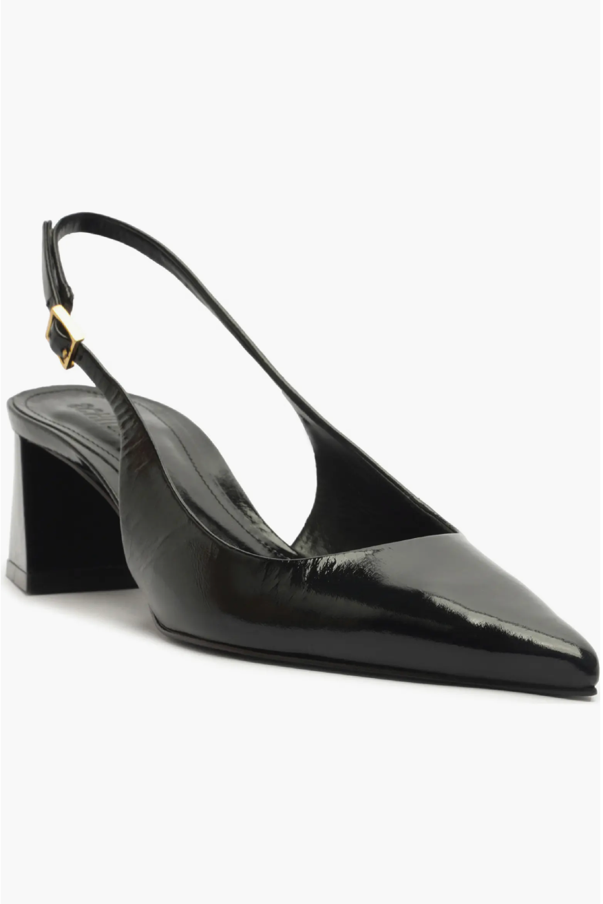 Schutz Rhonda Mid Slingback Pointed Toe Heel - Black