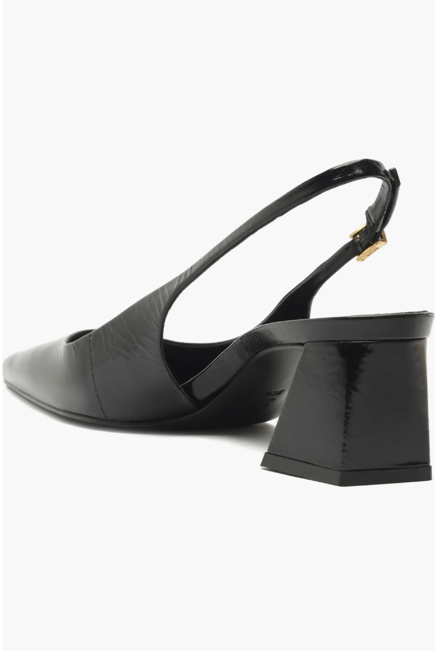 Schutz Rhonda Mid Slingback Pointed Toe Heel - Black