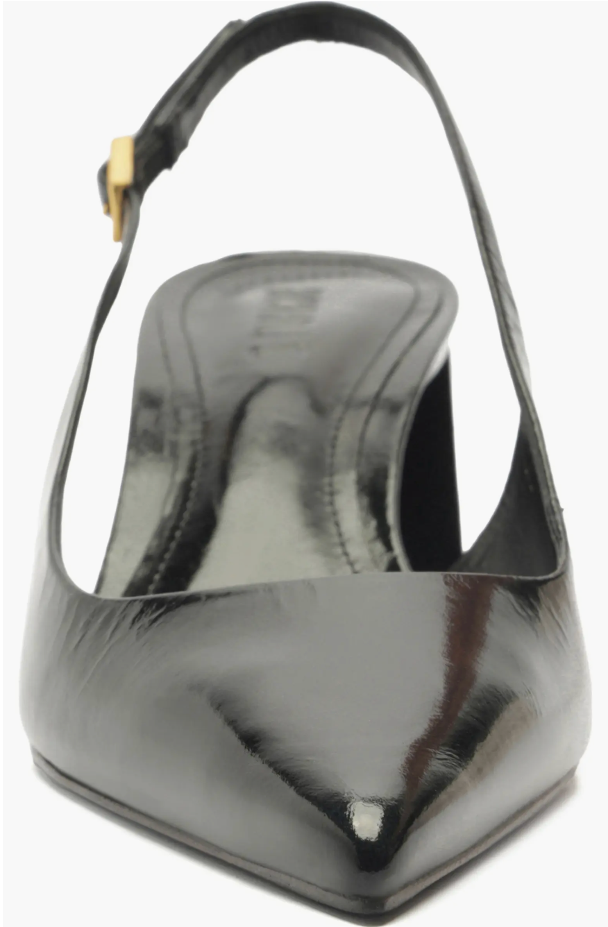 Schutz Rhonda Mid Slingback Pointed Toe Heel - Black