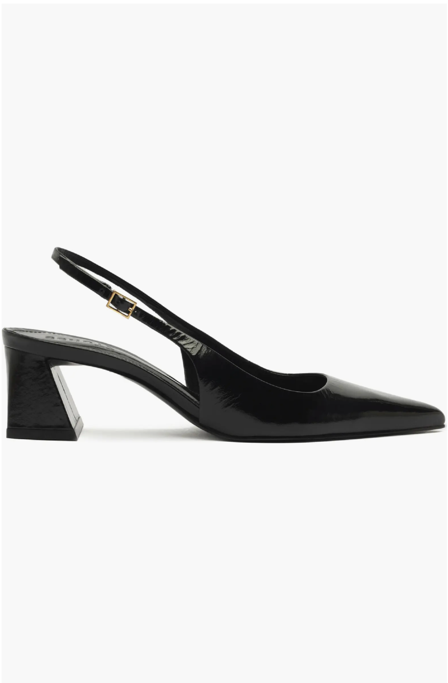 Schutz Rhonda Mid Slingback Pointed Toe Heel - Black