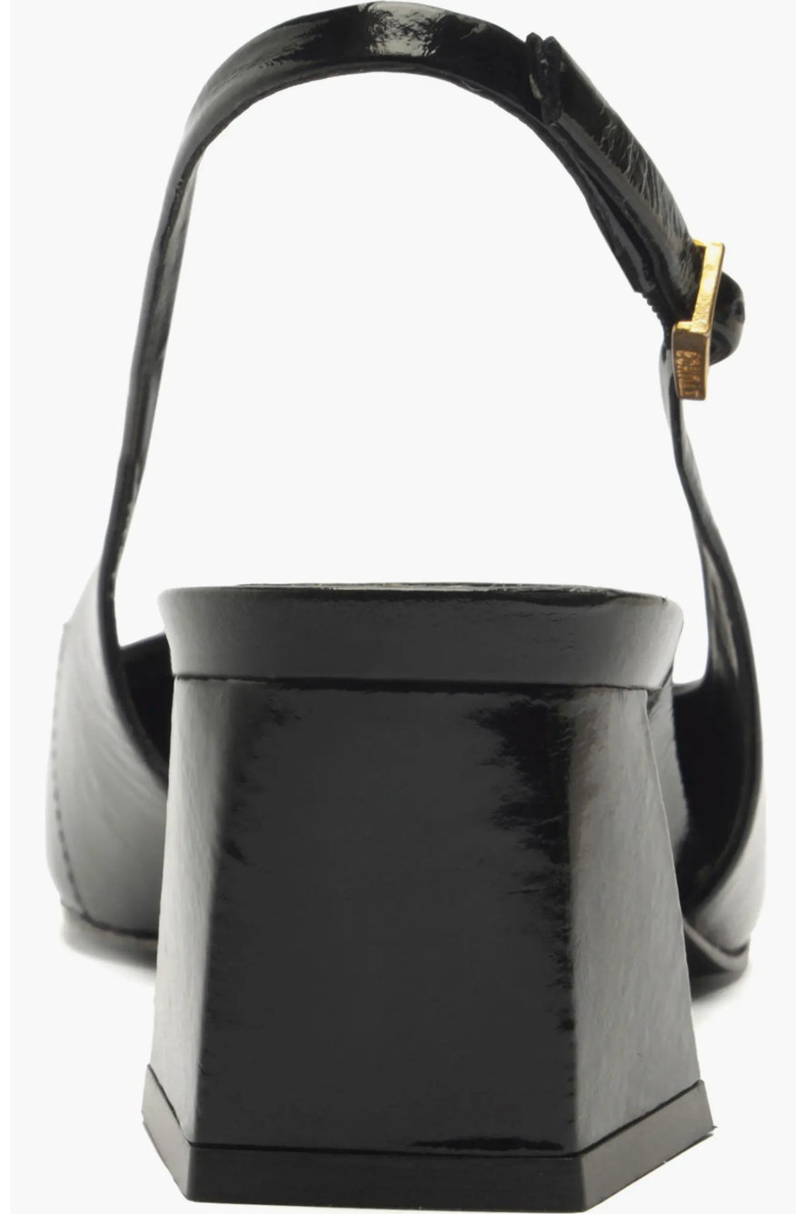 Schutz Rhonda Mid Slingback Pointed Toe Heel - Black
