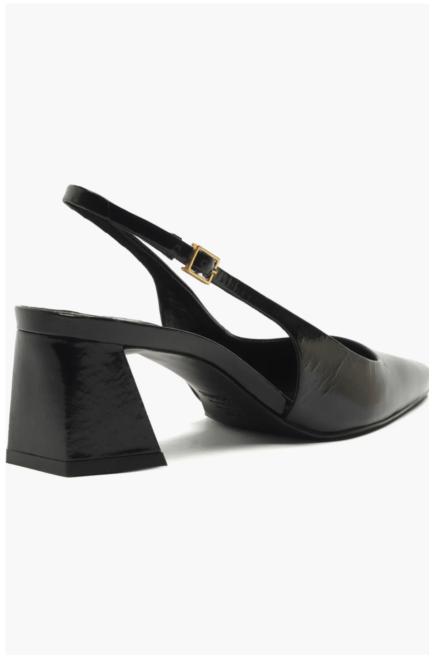 Schutz Rhonda Mid Slingback Pointed Toe Heel - Black