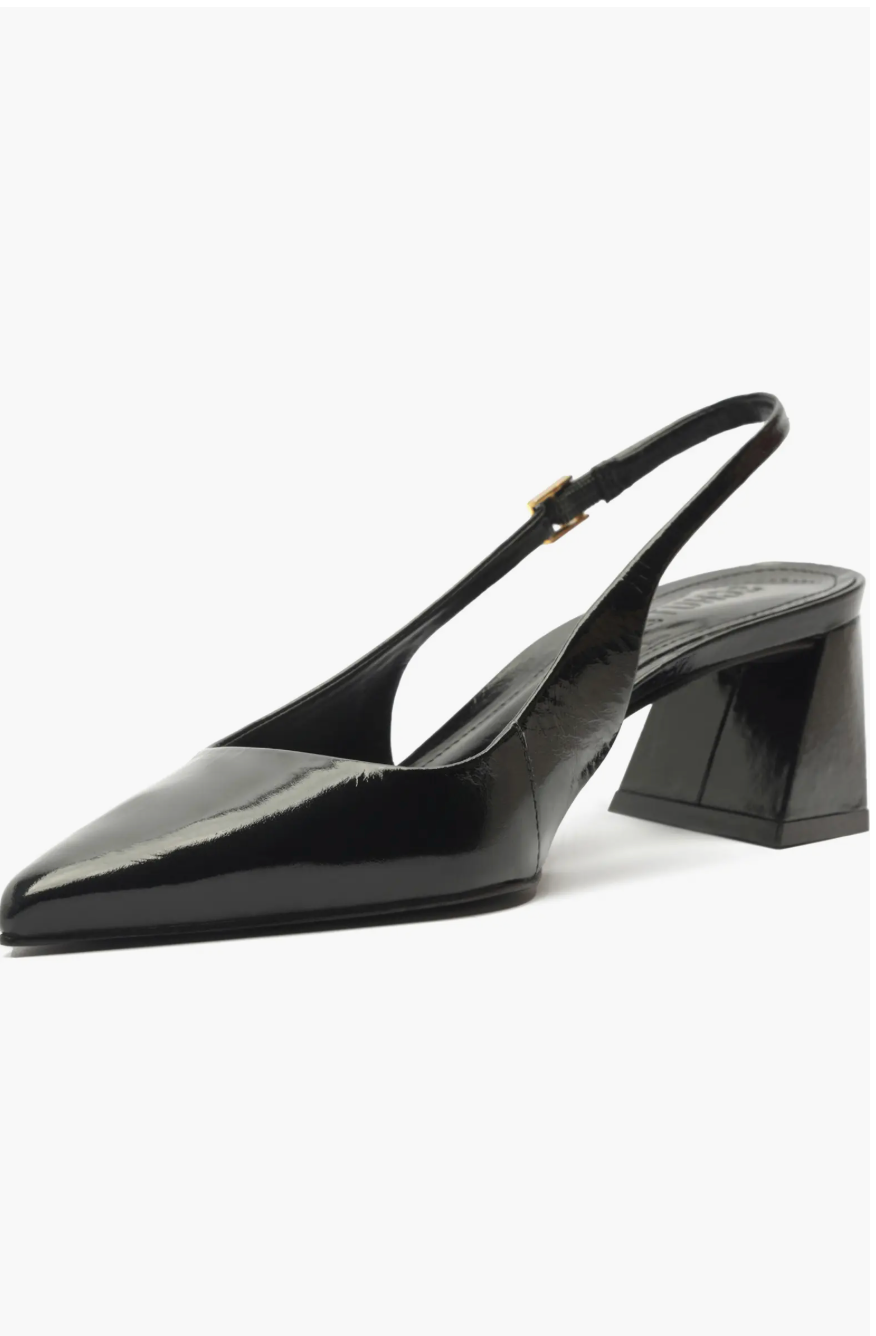Schutz Rhonda Mid Slingback Pointed Toe Heel - Black