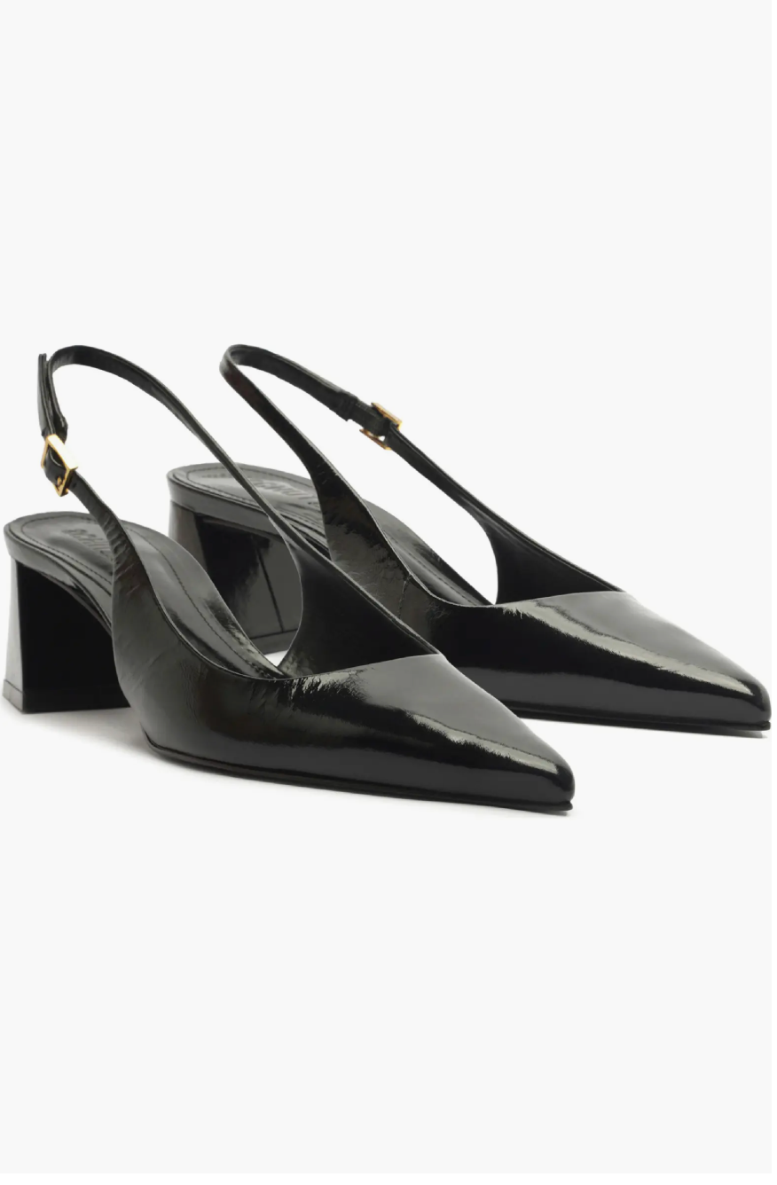 Schutz Rhonda Mid Slingback Pointed Toe Heel - Black