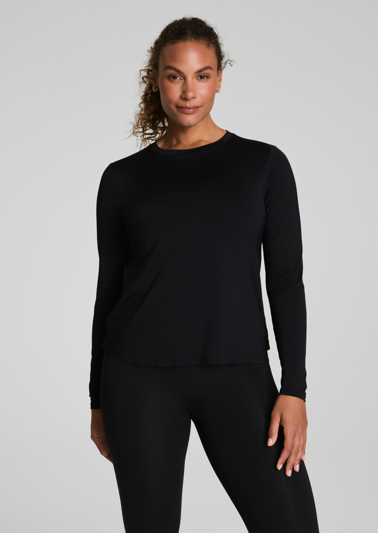Spanx Activate Long Sleeve Top - Very Black