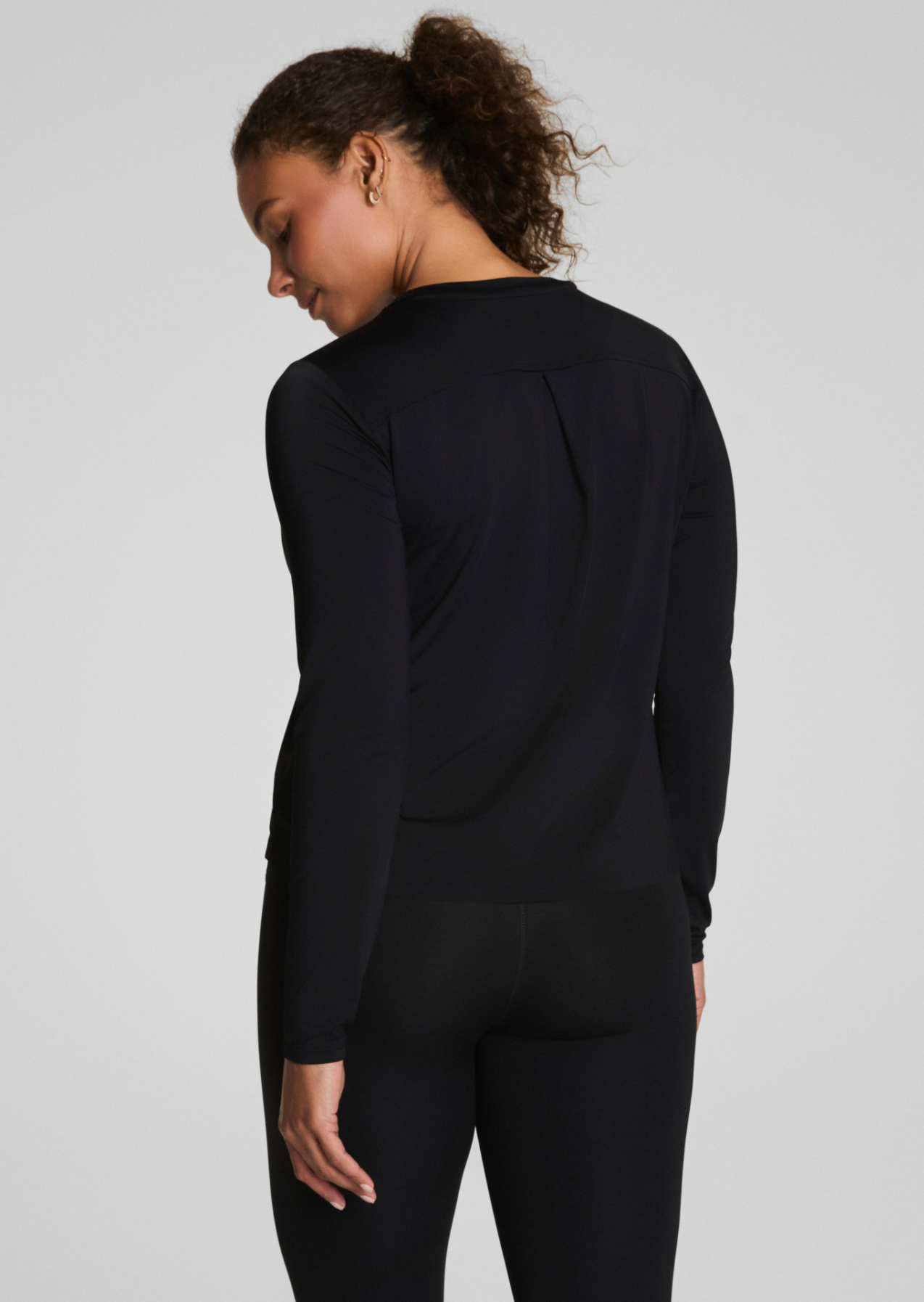 Spanx Activate Long Sleeve Top - Very Black