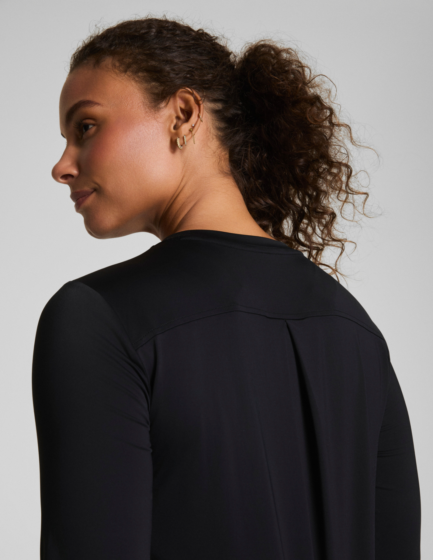 Spanx Activate Long Sleeve Top - Very Black