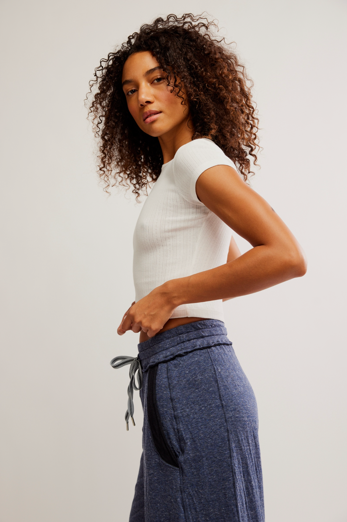 Free People Wait A Minute Baby Tee Shirt - Oatmeal