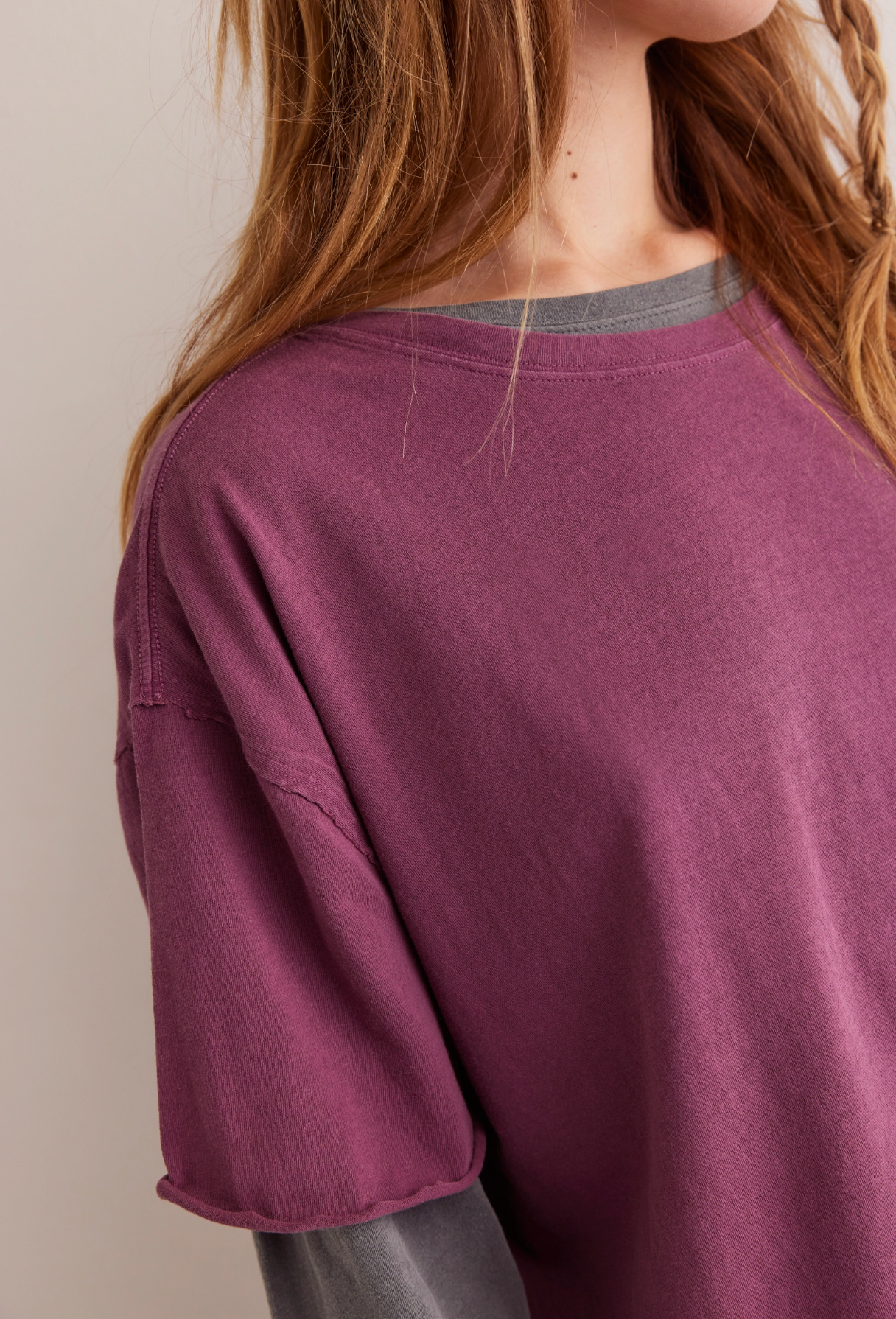 Free People Nina Tee Shirt - Maroon