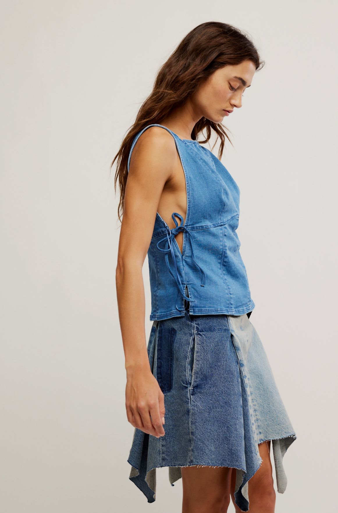 Free People Not My Fault Corset Top - Denim Baby Blue