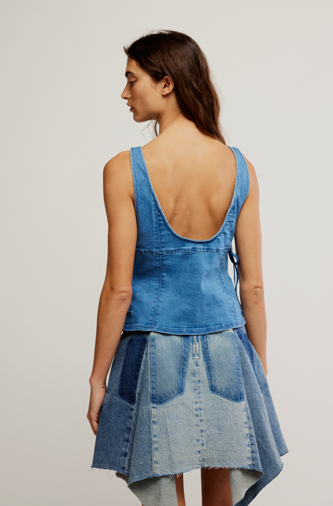 Free People Not My Fault Corset Top - Denim Baby Blue