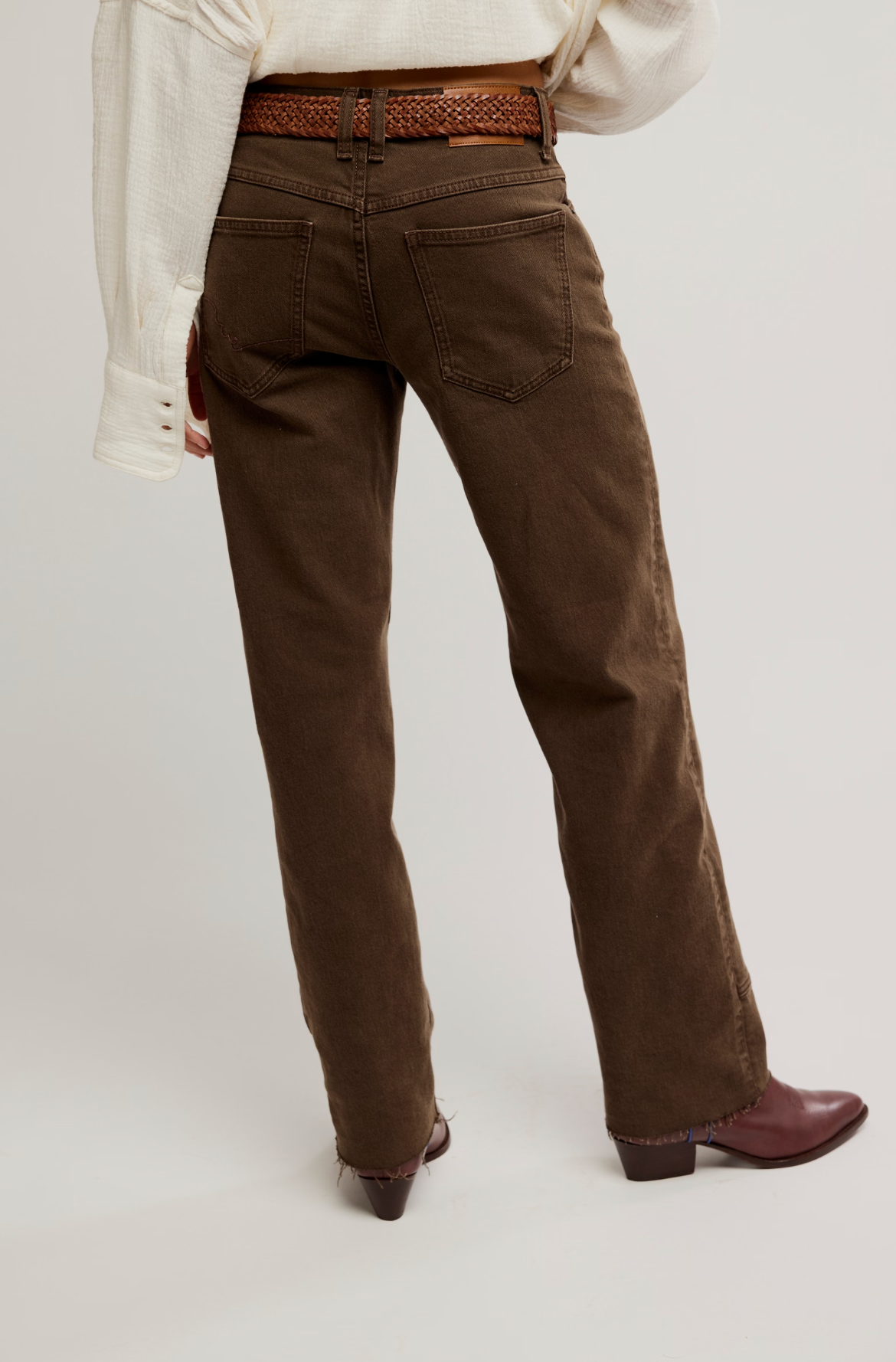 Free People Risk Taker Mid-Rise Jeans - Workwear Brown