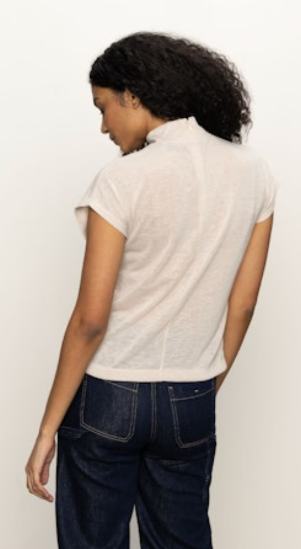 Draped Sleeveless Mockneck Top - Mother of Pearl