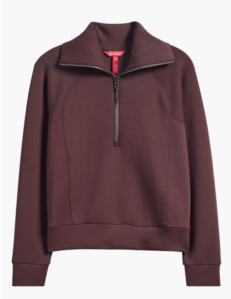 Spanx AirEssentials Half Zip Sweatshirt - Truffle Brown