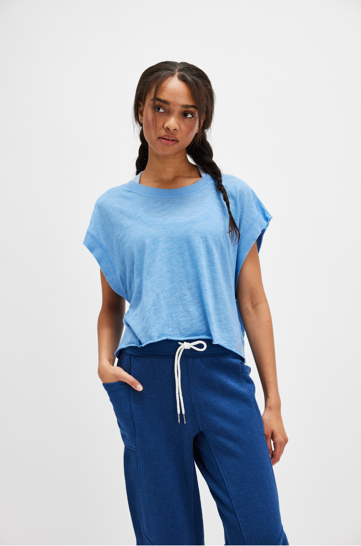 Free People My Time Tee Shirt - Denim Blue
