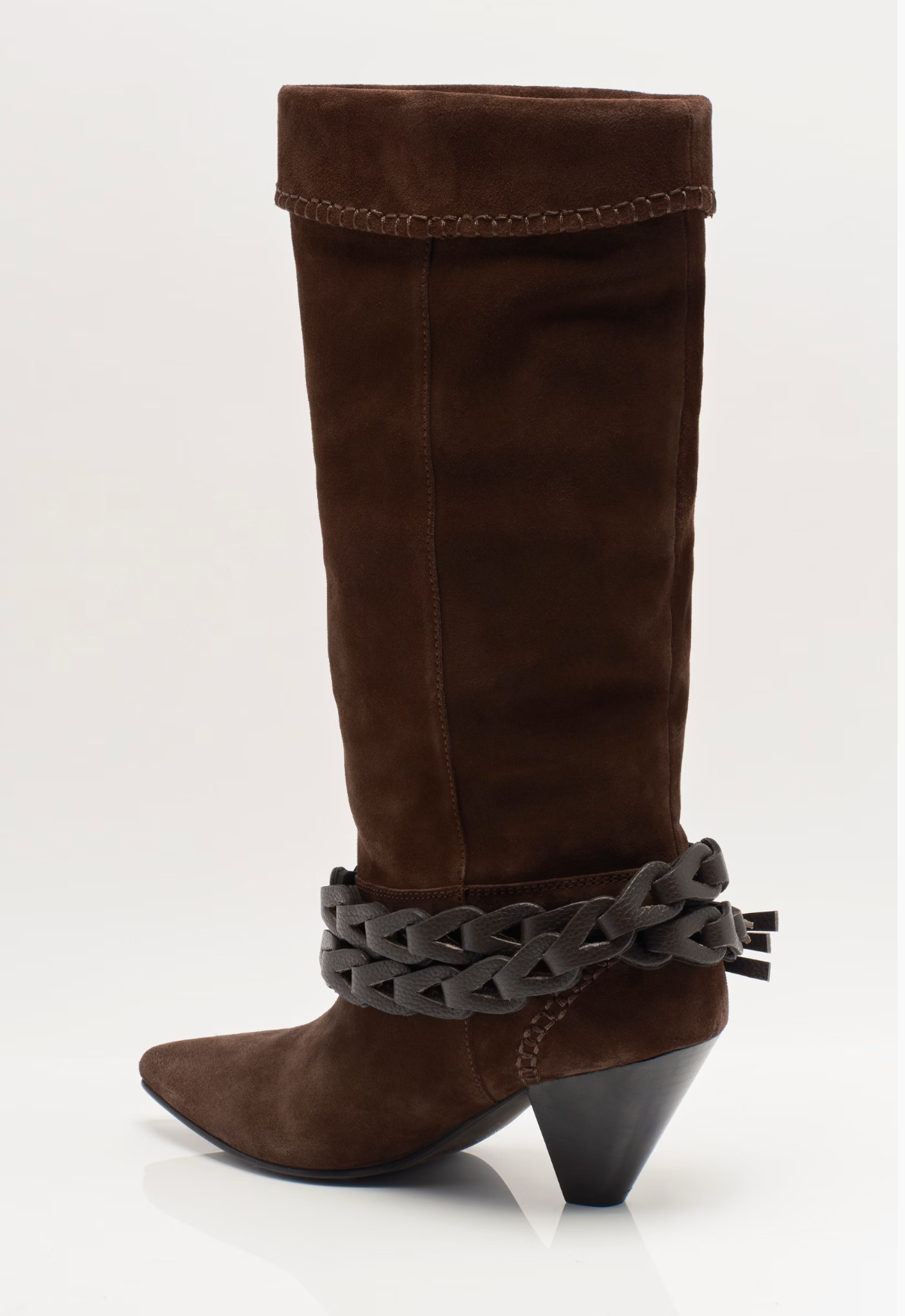 Free People Bridget Belt Slouch Boots - Chocolate Suede/Leather