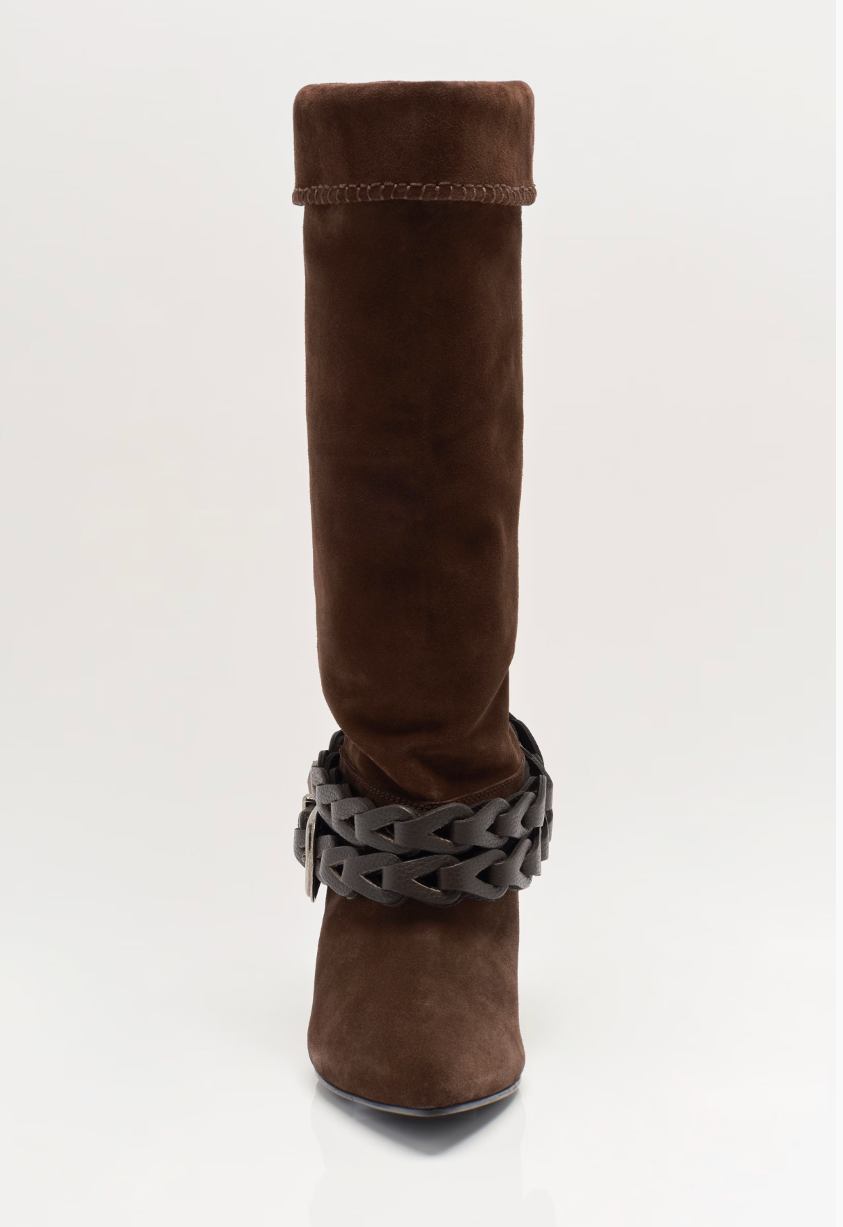 Free People Bridget Belt Slouch Boots - Chocolate Suede/Leather
