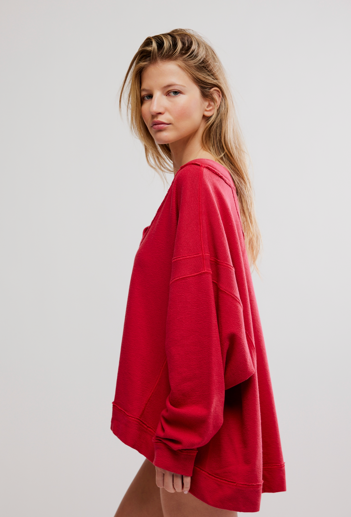 Free People Staycation Pullover Top - Deep Cherry