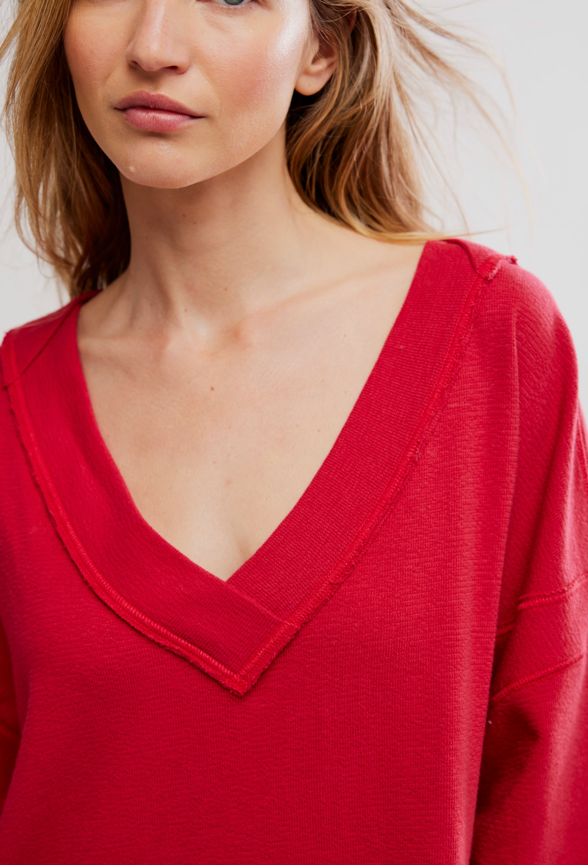 Free People Staycation Pullover Top - Deep Cherry