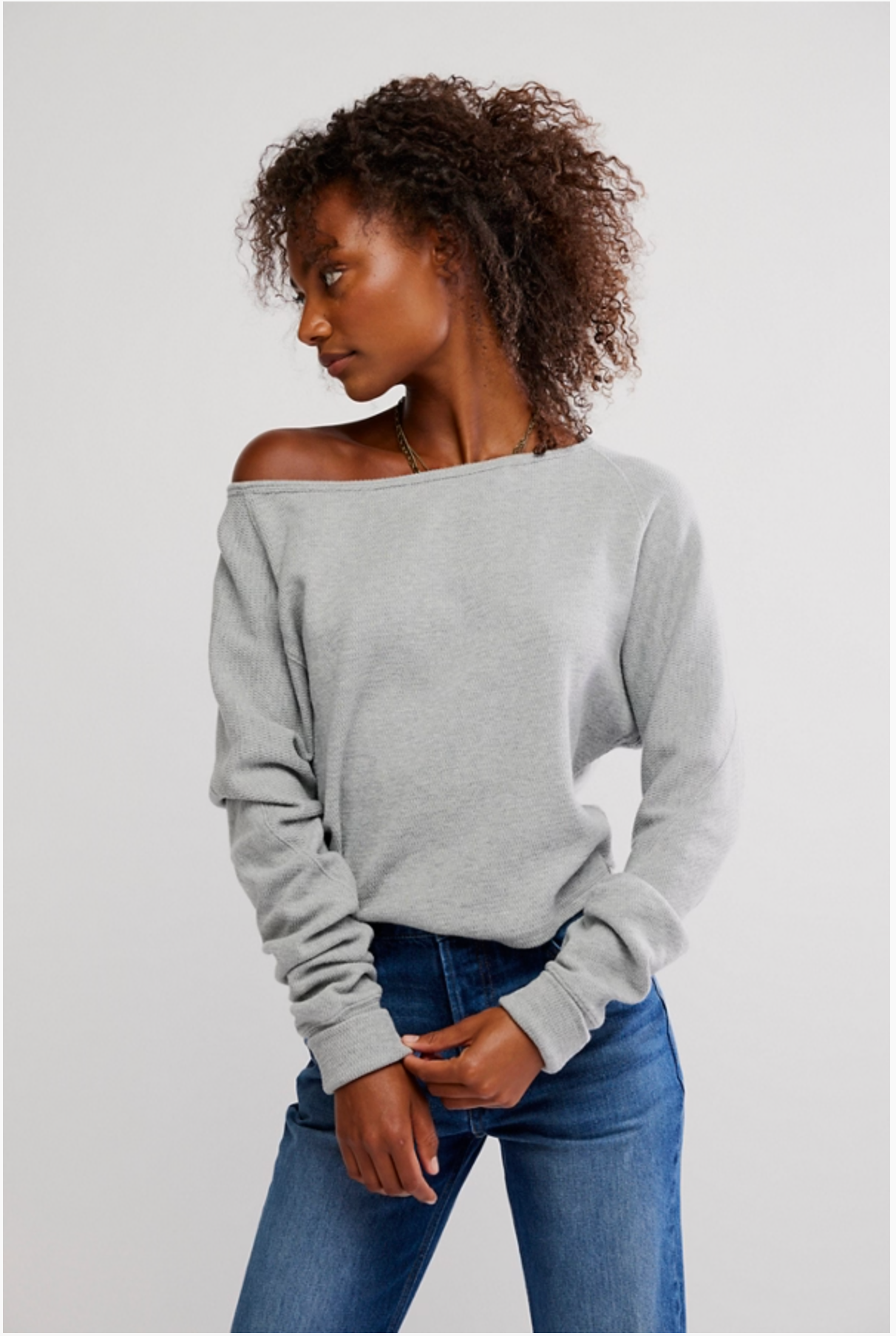 Free People Jess Long Sleeve Shirt - Heather Grey